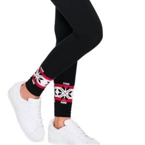 PINK Victoria Secret Yoga Leggings, Snowflake Winter - Women M